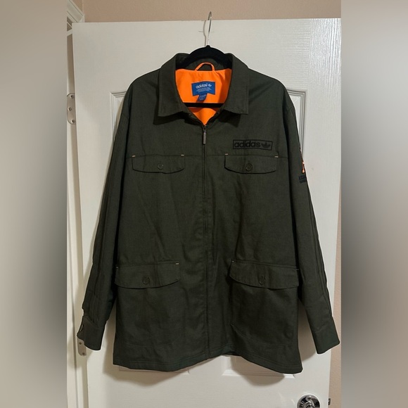 NWOT‎ Men’s Big & Tall Adidas Green Orange PLANETOID PARK Long Jacket. Size 2XL. - Picture 1 of 8